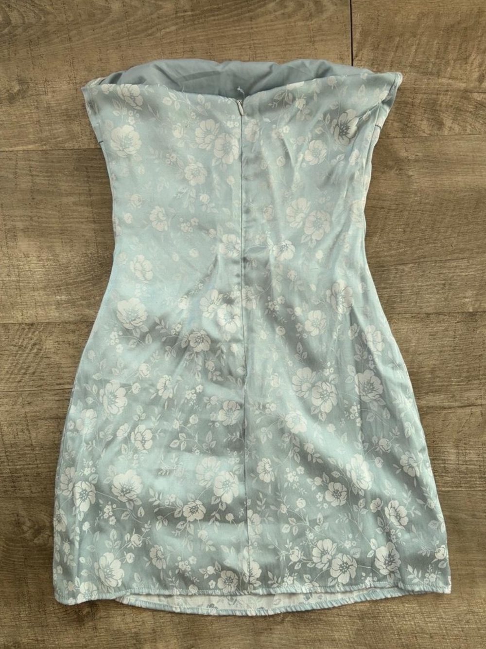 Strapless Light Blue Floral Sundress - Picture 3 of 3